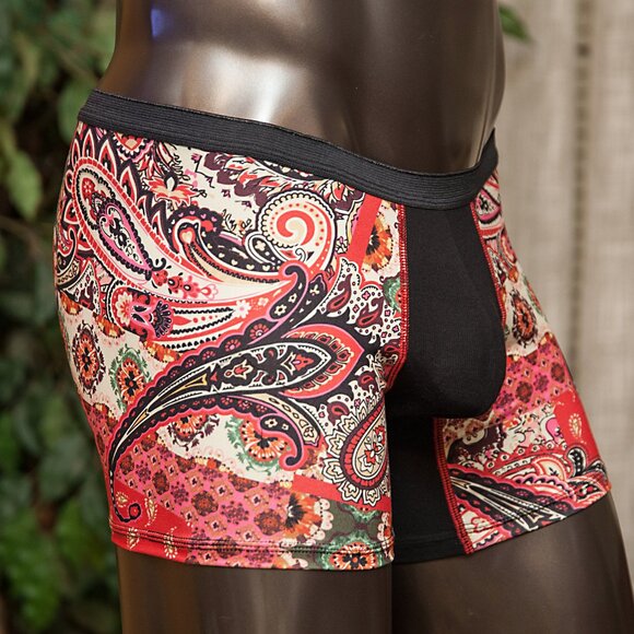 Mens Boho Paisley Print Boxer Brief Handmade - Picture 2 of 5